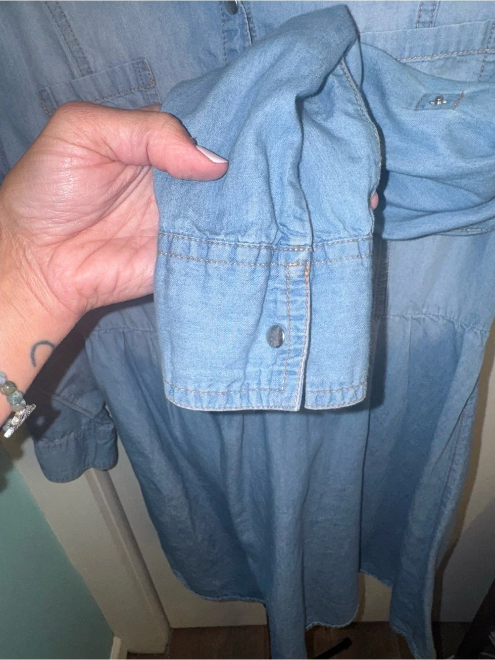 Justice Chambray Denim Shirt Dress Roll Tab Sleeve Size 14/16 Back2School Casual